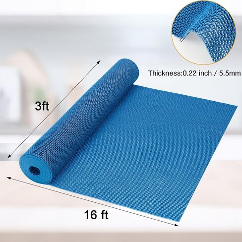 الصرف المطاط غير زلة حصيرة 3 × 16 قدم الأرضيات لفة 0.22 '' سميكة، باب تجاري حصيرة PVC البساط غير زلة حصيرة لمطعم المرآب المطبخ الحمام حمام السباحة سطح الحمام، رمادي (3 × 16 قدم) in Saudi Arabia