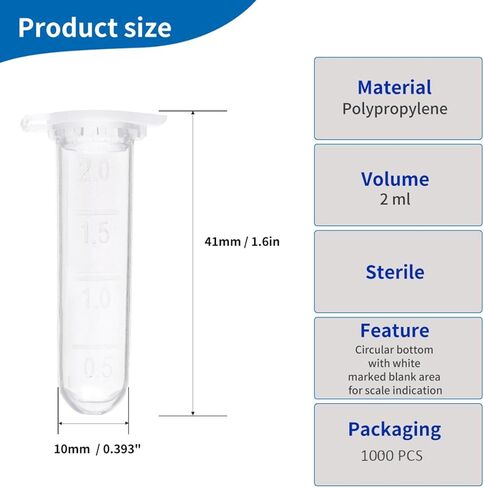 أنابيب طرد مركزي سعة 10 مل، 200 قطعة من الأنابيب المخروطية المعقمة، أغطية لولبية مانعة للتسرب (أزرق)، حاوية بلاستيكية مع علامات Gra0duated وكتابة، غير بيروجينية، خالية من DNase/RNase، (عبوة من حقيبتين) in Kuwait