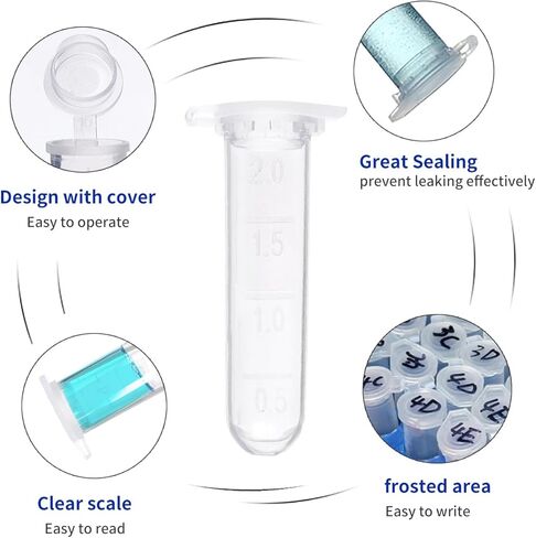 أنابيب طرد مركزي سعة 10 مل، 200 قطعة من الأنابيب المخروطية المعقمة، أغطية لولبية مانعة للتسرب (أزرق)، حاوية بلاستيكية مع علامات Gra0duated وكتابة، غير بيروجينية، خالية من DNase/RNase، (عبوة من حقيبتين) in Kuwait