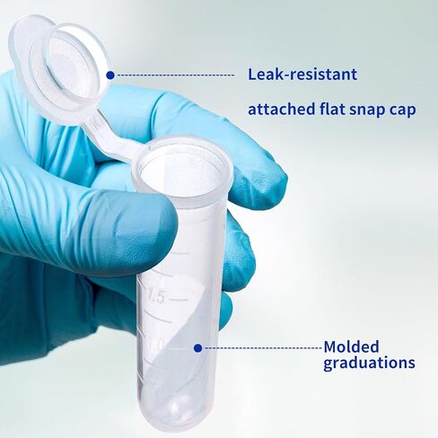 أنابيب طرد مركزي سعة 10 مل، 200 قطعة من الأنابيب المخروطية المعقمة، أغطية لولبية مانعة للتسرب (أزرق)، حاوية بلاستيكية مع علامات Gra0duated وكتابة، غير بيروجينية، خالية من DNase/RNase، (عبوة من حقيبتين) in Kuwait