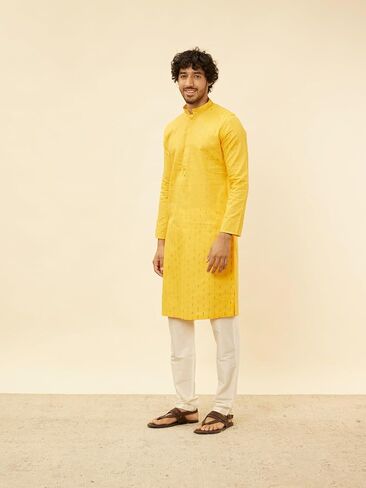مجموعة Manyavar Men Cotton Self Design Kurta Pajama in Kuwait