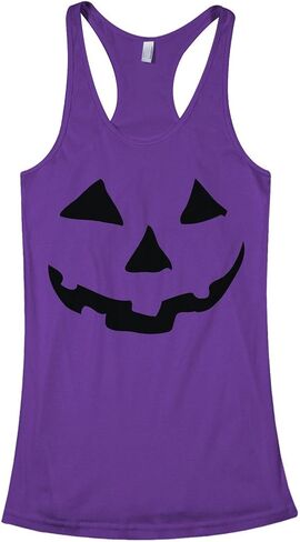 ThreadRock Women's Halloween Pumpkin Face Racerback Take Top in Kuwait