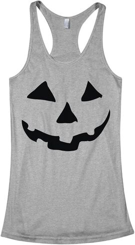 ThreadRock Women's Halloween Pumpkin Face Racerback Take Top in Kuwait