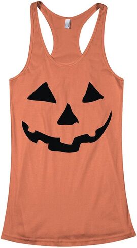 ThreadRock Women's Halloween Pumpkin Face Racerback Take Top in Kuwait