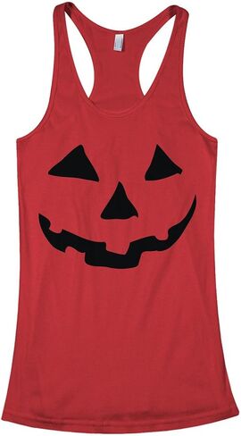 ThreadRock Women's Halloween Pumpkin Face Racerback Take Top in Kuwait