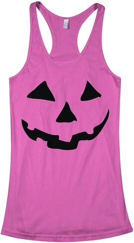 ThreadRock Women's Halloween Pumpkin Face Racerback Take Top in Kuwait