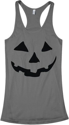 ThreadRock Women's Halloween Pumpkin Face Racerback Take Top in Kuwait