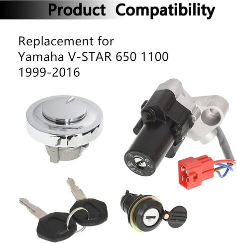 مفتاح الإشعال مفتاح غطاء الغاز غطاء القفل مفتاح 4pcs مجموعة الاستبدال ل yamaha v-star 650 1100 1999-2016 in Saudi Arabia