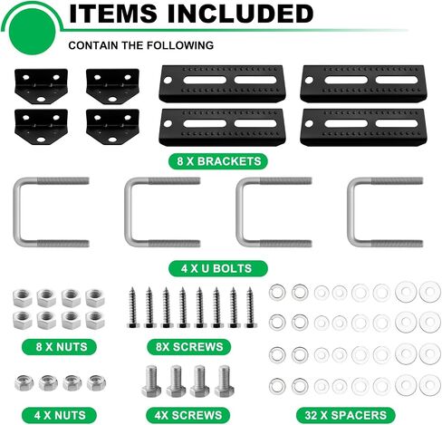 8" Boat Trailer Bunk Brackets Kit Heavy Duty, Galvanized Swivel Top Bunk Bracket Kit for Boat Trailer Crossmember 1.5x3, 2x3, 3x3 Black 4 Pack in Saudi Arabia
