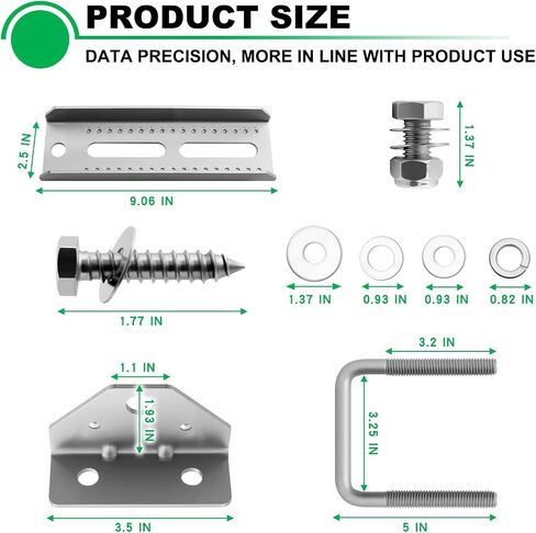 8" Boat Trailer Bunk Brackets Kit Heavy Duty, Galvanized Swivel Top Bunk Bracket Kit for Boat Trailer Crossmember 1.5x3, 2x3, 3x3 Black 4 Pack in Saudi Arabia
