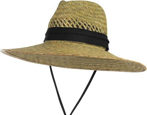 تنفيس قش المنقذ قبعة Sun Hat - 4.5 "حافة واسعة ، UPF 50+ ، التاج التنفس ، حزام الذقن ، خفيفة الوزن للأعمال الشاطئية والخارجية in Kuwait