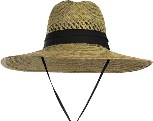 تنفيس قش المنقذ قبعة Sun Hat - 4.5 "حافة واسعة ، UPF 50+ ، التاج التنفس ، حزام الذقن ، خفيفة الوزن للأعمال الشاطئية والخارجية in Kuwait