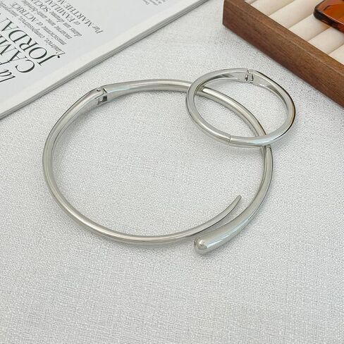 Chunky Gold Choker Necklace for Women With Bracelets, 18K Gold Plated Statement Teardrop Collar Silver Minimalist Fashion Accessories Jewelry Gifts in Kuwait