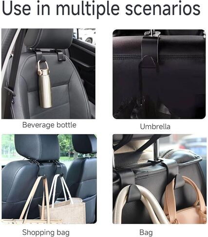 Car Seat Headrest Hook 4Pcs, Universal Auto Car Seat Headrest Hook Hangers Organizer for Purse Coat Umbrellas Grocery Bags Handbag, Accessories (Carbon Fiber) in Saudi Arabia