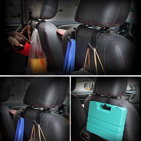 Car Seat Headrest Hook 4Pcs, Universal Auto Car Seat Headrest Hook Hangers Organizer for Purse Coat Umbrellas Grocery Bags Handbag, Accessories (Carbon Fiber) in Saudi Arabia