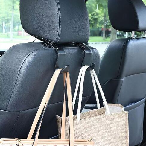 Car Seat Headrest Hook 4Pcs, Universal Auto Car Seat Headrest Hook Hangers Organizer for Purse Coat Umbrellas Grocery Bags Handbag, Accessories (Carbon Fiber) in Saudi Arabia
