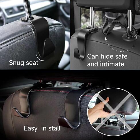 Car Seat Headrest Hook 4Pcs, Universal Auto Car Seat Headrest Hook Hangers Organizer for Purse Coat Umbrellas Grocery Bags Handbag, Accessories (Carbon Fiber) in Saudi Arabia