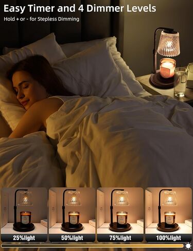 Candle Warmer Lamp with Timer Dimmable - Adjustable Electric Wax Melt Warmer Large Scented Jar Candles Lights, Birthday Gifts for Women, House Warming Gifts New Home Living Room Vintage Decor, Black in Saudi Arabia