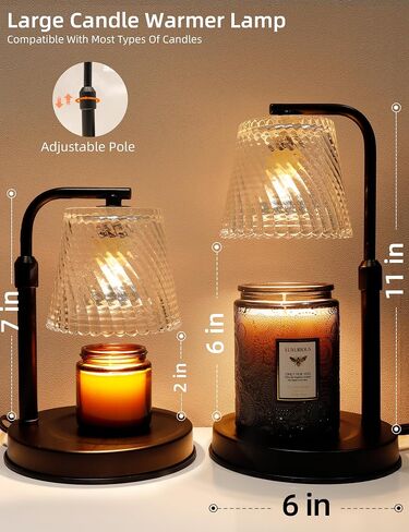 Candle Warmer Lamp with Timer Dimmable - Adjustable Electric Wax Melt Warmer Large Scented Jar Candles Lights, Birthday Gifts for Women, House Warming Gifts New Home Living Room Vintage Decor, Black in Saudi Arabia