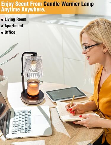 Candle Warmer Lamp with Timer Dimmable - Adjustable Electric Wax Melt Warmer Large Scented Jar Candles Lights, Birthday Gifts for Women, House Warming Gifts New Home Living Room Vintage Decor, Black in Saudi Arabia