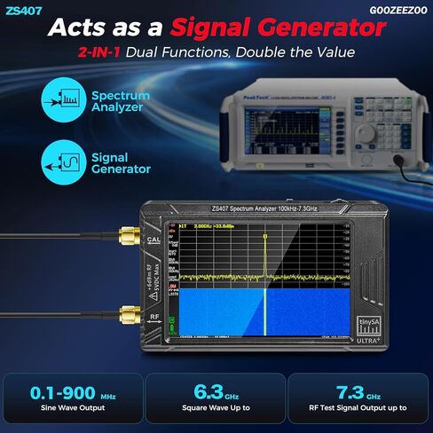 محلل الطيف المحمول الصغير SA - GOOZEEZOO V0.3.1 محلل طيف التردد المحمول | 100 كيلو هرتز إلى 960 ميجا هرتز مدخلات MF/HF/VHF/UHF مع وظيفة محمية ESD وشاشة لمس 2.8 بوصة in Kuwait