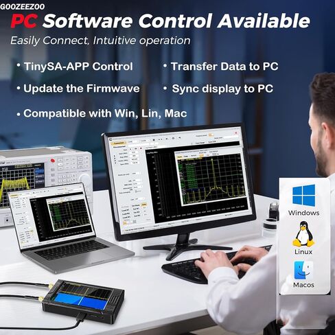 محلل الطيف المحمول الصغير SA - GOOZEEZOO V0.3.1 محلل طيف التردد المحمول | 100 كيلو هرتز إلى 960 ميجا هرتز مدخلات MF/HF/VHF/UHF مع وظيفة محمية ESD وشاشة لمس 2.8 بوصة in Kuwait