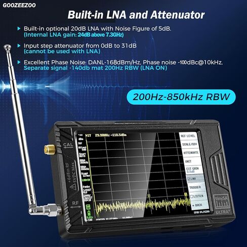 محلل الطيف المحمول الصغير SA - GOOZEEZOO V0.3.1 محلل طيف التردد المحمول | 100 كيلو هرتز إلى 960 ميجا هرتز مدخلات MF/HF/VHF/UHF مع وظيفة محمية ESD وشاشة لمس 2.8 بوصة in Kuwait
