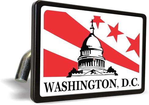 Washington, D.C. (Color Design) - Premium Quality Anodized Billet Aluminum Laser Engraved UV Resistant Metal Trailer/Tow Hitch Cover for 2" Receivers, Luxury Product for Truck, SUV or Car in Saudi Arabia