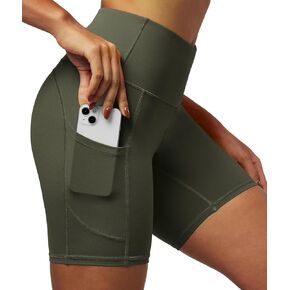 IUGA Biker Shorts Women 6" Workout Shorts Women with Pockets High Waisted Yoga Running Gym Spandex Compression Shorts Azure in Kuwait