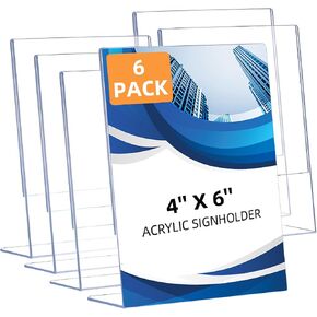 12 Pack Acrylic Sign Sign Holder 8.5 × 11 ، شاشة بلاستيكية شفافة تقف على الطاولة ، والأكريليك على شكل L ، ويدافع عن النشرات ، والوثائق ، والمكتب ، والمطاعم ، وحامل الإشارة العمودي 8.5x11 لسطح المكتب in Saudi Arabia