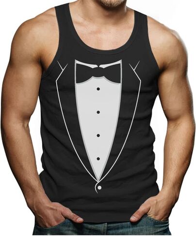 Tstars Printed Tuxedo Funny Tank Tops for Men Suit with Bow Tie Wedding Bachelor Party Halloween Costume Mens Tux Top in Saudi Arabia