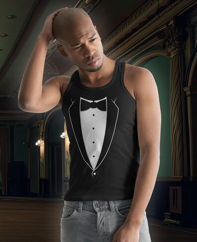Tstars Printed Tuxedo Funny Tank Tops for Men Suit with Bow Tie Wedding Bachelor Party Halloween Costume Mens Tux Top in Saudi Arabia