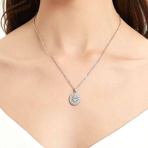 BERRICLE Sterling Silver Halo Oval Cut Cubic Zirconia CZ Vintage Inspired Art Deco Fashion Necklace and Earrings Set for Women, Rhodium Plated in Saudi Arabia