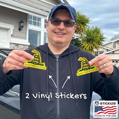 Dont Tread On Me Gadsden Flag Stickers - Patriotic 1776 American Flag Decals for Cars, Trucks & Vehicle Windows - Made in USA - Rattlesnake Cutouts (3.8x3 inches, 2-Pack) in Kuwait
