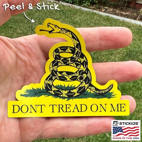 Dont Tread On Me Gadsden Flag Stickers - Patriotic 1776 American Flag Decals for Cars, Trucks & Vehicle Windows - Made in USA - Rattlesnake Cutouts (3.8x3 inches, 2-Pack) in Kuwait