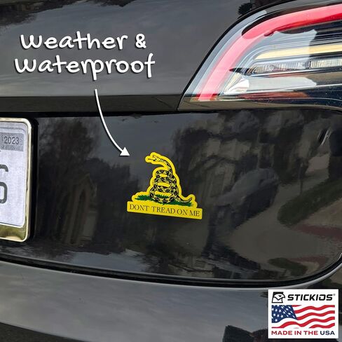 Dont Tread On Me Gadsden Flag Stickers - Patriotic 1776 American Flag Decals for Cars, Trucks & Vehicle Windows - Made in USA - Rattlesnake Cutouts (3.8x3 inches, 2-Pack) in Kuwait