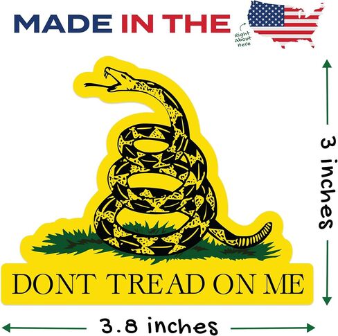 Dont Tread On Me Gadsden Flag Stickers - Patriotic 1776 American Flag Decals for Cars, Trucks & Vehicle Windows - Made in USA - Rattlesnake Cutouts (3.8x3 inches, 2-Pack) in Kuwait