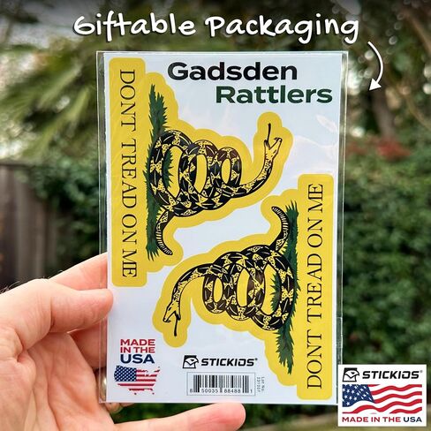 Dont Tread On Me Gadsden Flag Stickers - Patriotic 1776 American Flag Decals for Cars, Trucks & Vehicle Windows - Made in USA - Rattlesnake Cutouts (3.8x3 inches, 2-Pack) in Kuwait