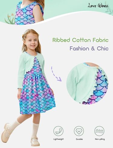 Toddler Girl Sleeveless Dresses and Long Sleeve Ruffle Cardigan 2 Piece Fall Outfits in Saudi Arabia