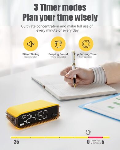 Digital Alarm Clocks for Bedrooms, Small Alarm Clock for Bedside, Loud Alarm for Heavy Sleepers, Adjustable Brightness, 12/24H, Pomodoro Timer in Saudi Arabia