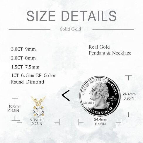 14K Solid Gold Moissanite Necklace for Women 1.5 CT EF Color Created Diamond Pendant Round/Teardrop/Heart Moissanite Pendant Diamond Solitaire Necklace Gift for Mother Mom Wife Girlfriend in Kuwait