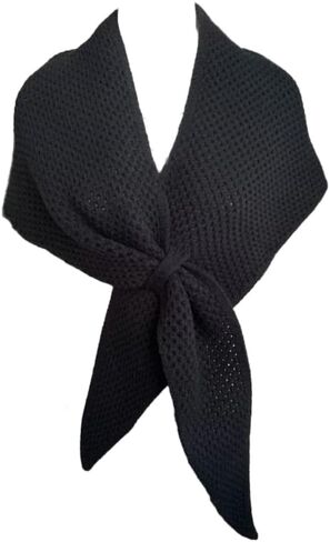 2025 Hollow Knit Triangle Shawl Wrap for Women Corn Stitch Wool Scarf Warm Shoulder Cover-up for Fall Winter in Kuwait