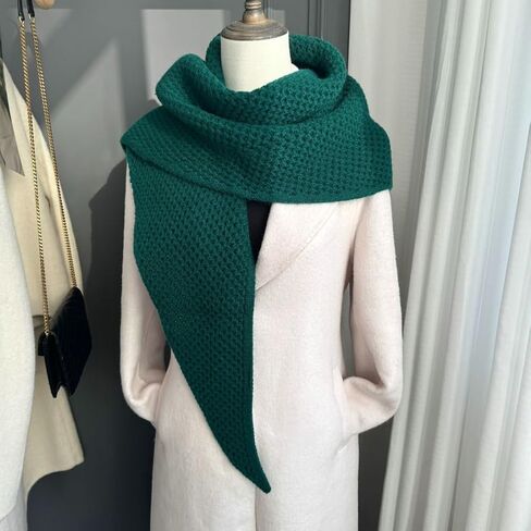 2025 Hollow Knit Triangle Shawl Wrap for Women Corn Stitch Wool Scarf Warm Shoulder Cover-up for Fall Winter in Kuwait
