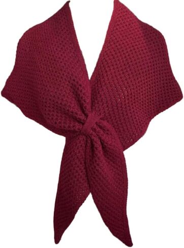 2025 Hollow Knit Triangle Shawl Wrap for Women Corn Stitch Wool Scarf Warm Shoulder Cover-up for Fall Winter in Kuwait
