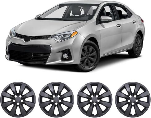 16 Inch Hubcaps Set of 4 Matte Black Wheel Rims Cover R16 Hubcap for Toyota Corolla 2014-2016, ABS & PC Material Snap On Installation Wheel Cover Exterior Accessories for Toyota Matrix 2009-2014 in Kuwait