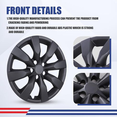 16 Inch Hubcaps Set of 4 Matte Black Wheel Rims Cover R16 Hubcap for Toyota Corolla 2014-2016, ABS & PC Material Snap On Installation Wheel Cover Exterior Accessories for Toyota Matrix 2009-2014 in Kuwait