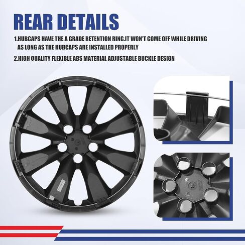 16 Inch Hubcaps Set of 4 Matte Black Wheel Rims Cover R16 Hubcap for Toyota Corolla 2014-2016, ABS & PC Material Snap On Installation Wheel Cover Exterior Accessories for Toyota Matrix 2009-2014 in Kuwait