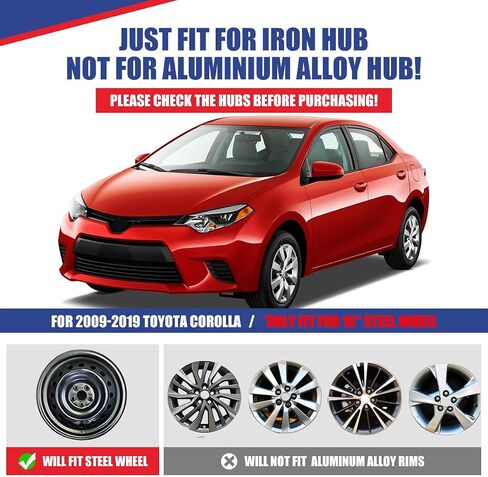 16 Inch Hubcaps Set of 4 Matte Black Wheel Rims Cover R16 Hubcap for Toyota Corolla 2014-2016, ABS & PC Material Snap On Installation Wheel Cover Exterior Accessories for Toyota Matrix 2009-2014 in Kuwait