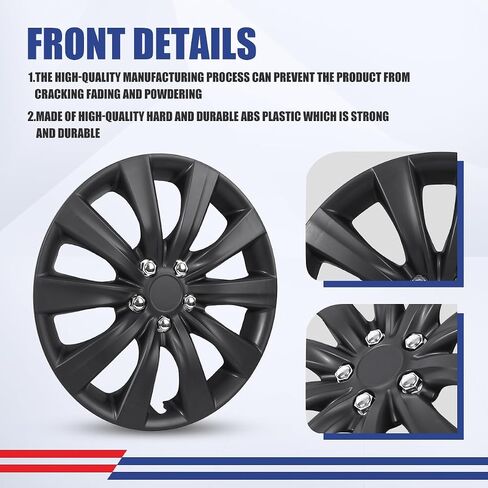 16 Inch Hubcaps Set of 4 Matte Black Wheel Rims Cover R16 Hubcap for Toyota Corolla 2014-2016, ABS & PC Material Snap On Installation Wheel Cover Exterior Accessories for Toyota Matrix 2009-2014 in Kuwait