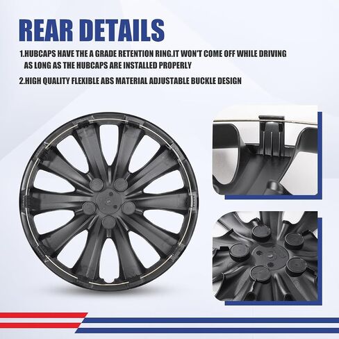16 Inch Hubcaps Set of 4 Matte Black Wheel Rims Cover R16 Hubcap for Toyota Corolla 2014-2016, ABS & PC Material Snap On Installation Wheel Cover Exterior Accessories for Toyota Matrix 2009-2014 in Kuwait